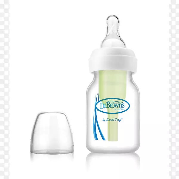 婴儿奶瓶婴儿德布朗的尿布。布朗的选择婴儿2-1过渡瓶套-瓶