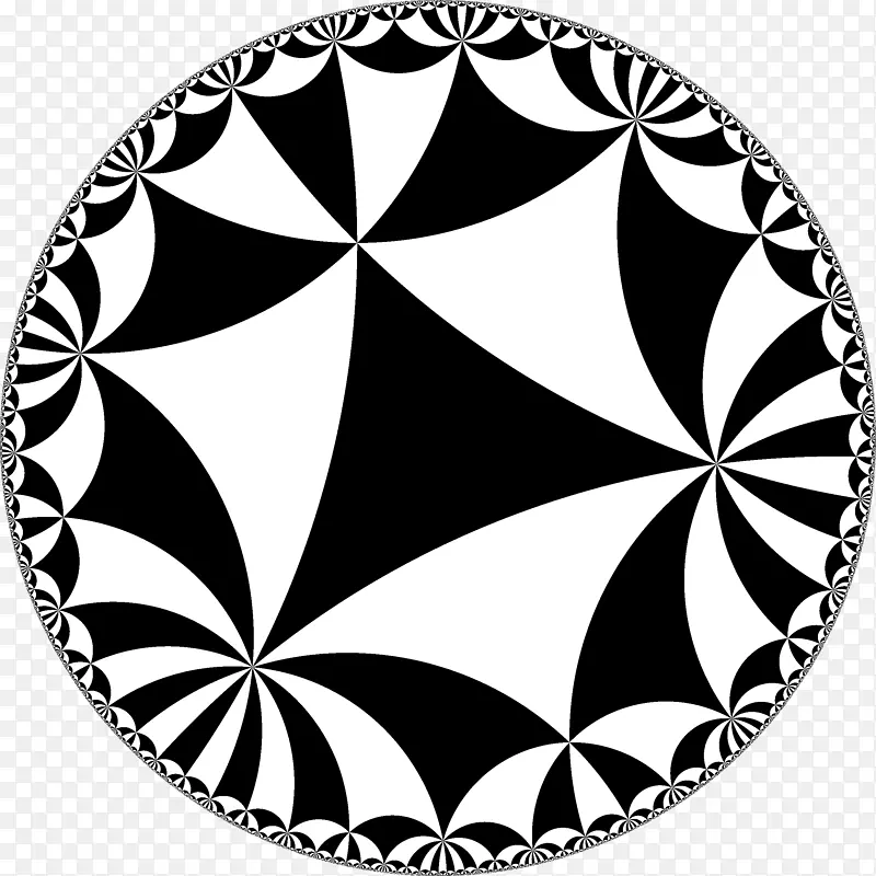 双曲几何双曲空间镶嵌Poincaré盘模型三角形-三角形