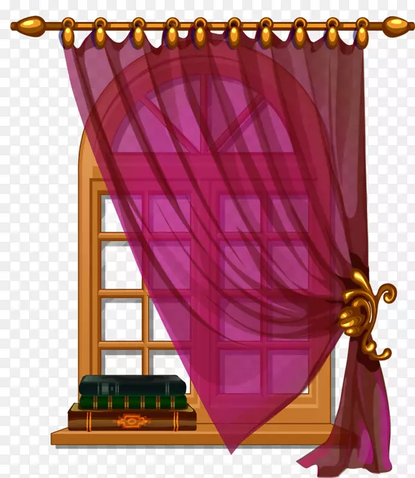 窗帘百叶窗和窗帘处理png图片.红色窗帘