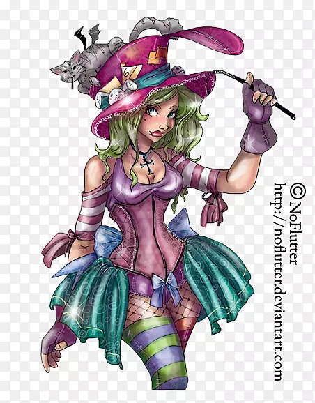 疯狂的帽匠哈雷·奎恩·爱丽丝穿着仙境服装的冒险-哈雷·奎因