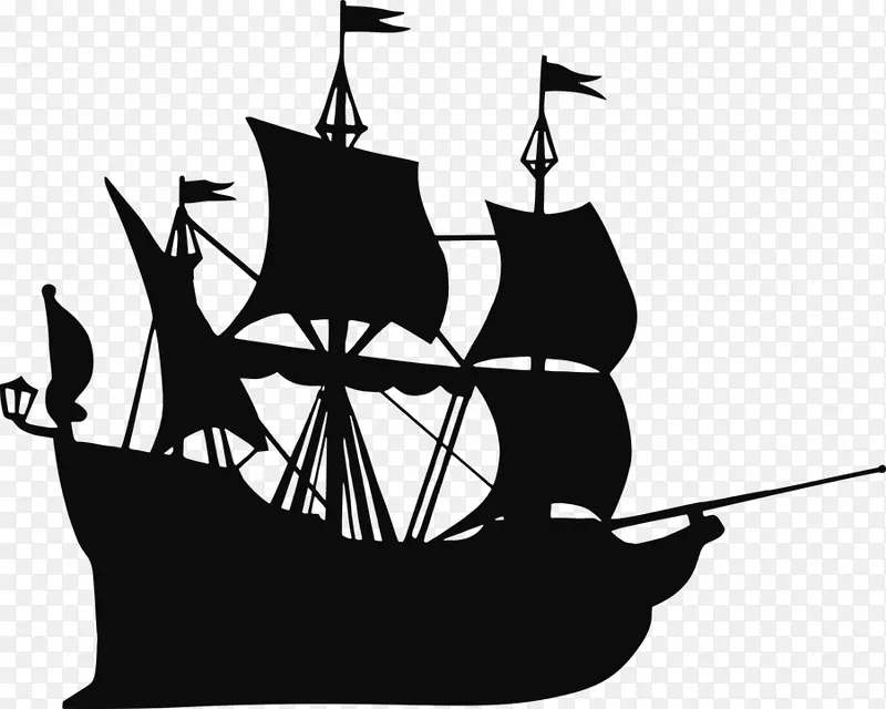 剪贴画海盗船形象剪影-海盗