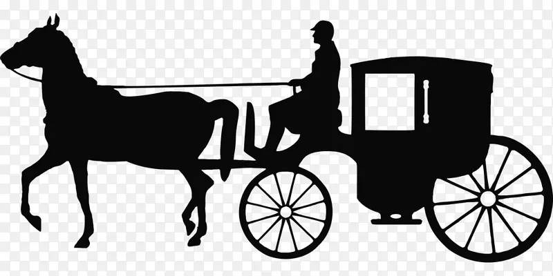 剪贴画马车马和马车绘制的车辆图形.马