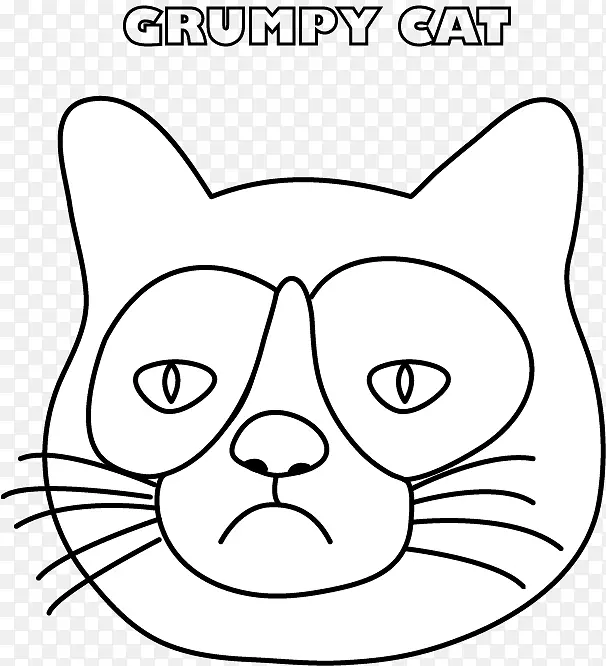 胡须，脾气暴躁的猫，着色书，素描-猫