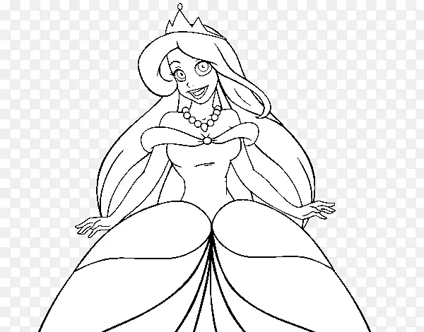 图形，Ariel黑白插图绘图-公主