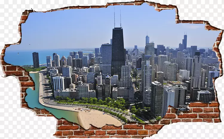 芝加哥天际线耶鲁保险公司建筑墙壁标记-芝加哥天际线