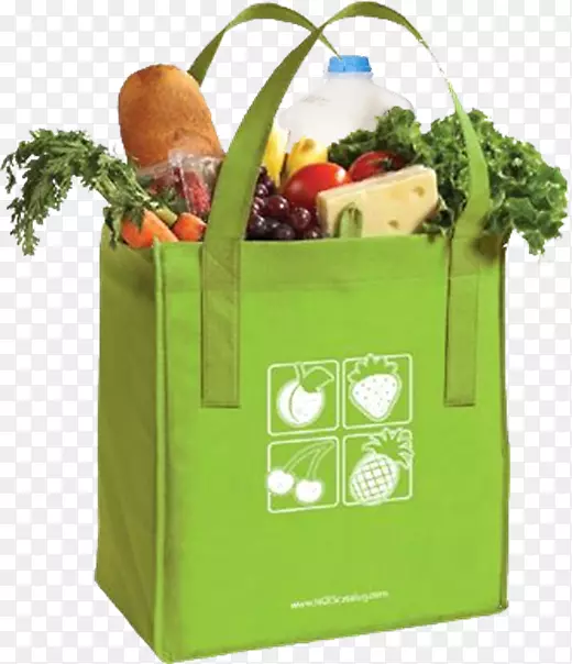塑料袋杂货店可重复使用购物袋和手推车再用袋