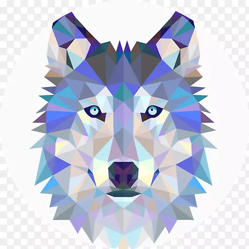 狼几何T恤三角设计-狼