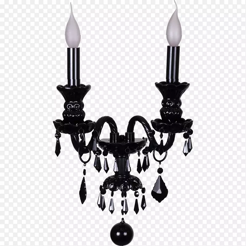 吊灯：巴塞罗那黑色金属壁灯，金属，玻璃，水晶