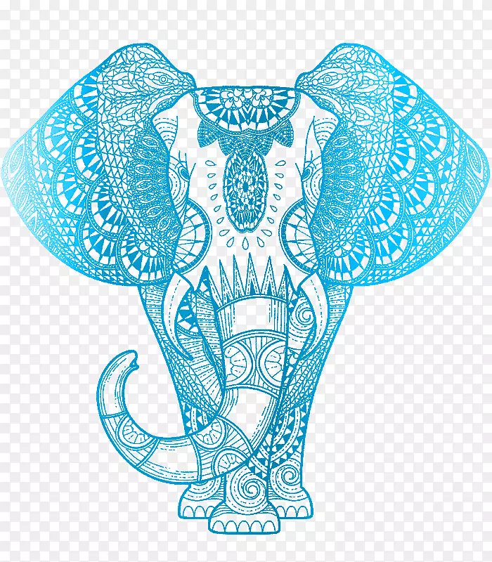 着色书曼陀罗成年大象涂鸦-大象