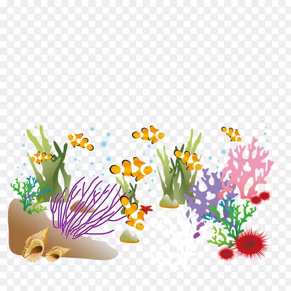 海底珊瑚-Marin花卉设计-海洋