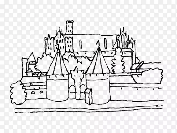 马尔博克城堡彩色书页-城堡剪贴画