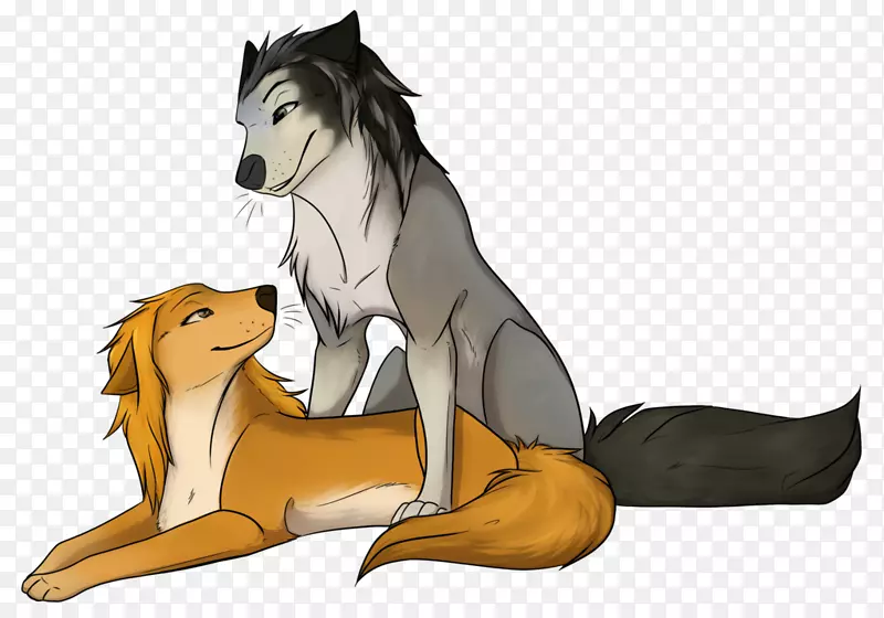 狗阿尔法和奥米加画风扇艺术插图-狗