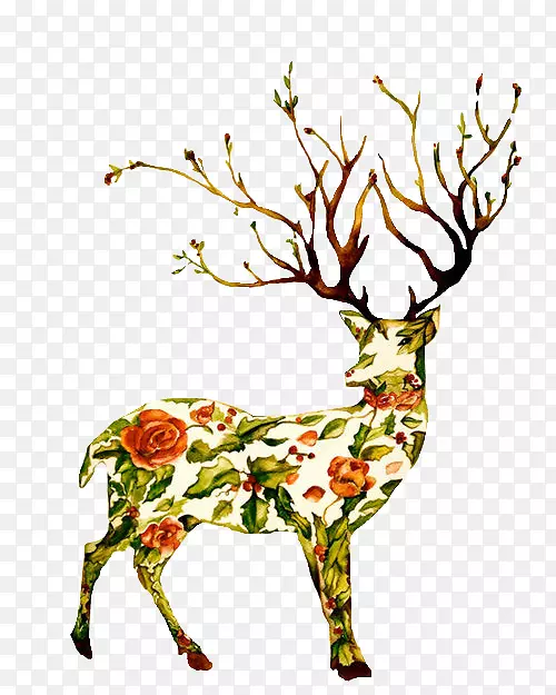 鹿纹身艺术剪贴画-鹿