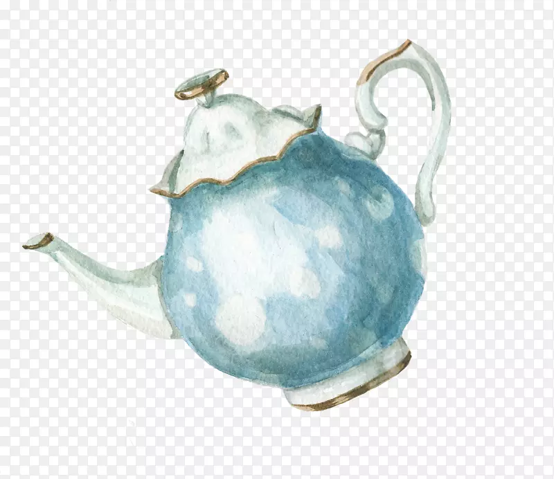 茶壶水彩画茶杯画茶