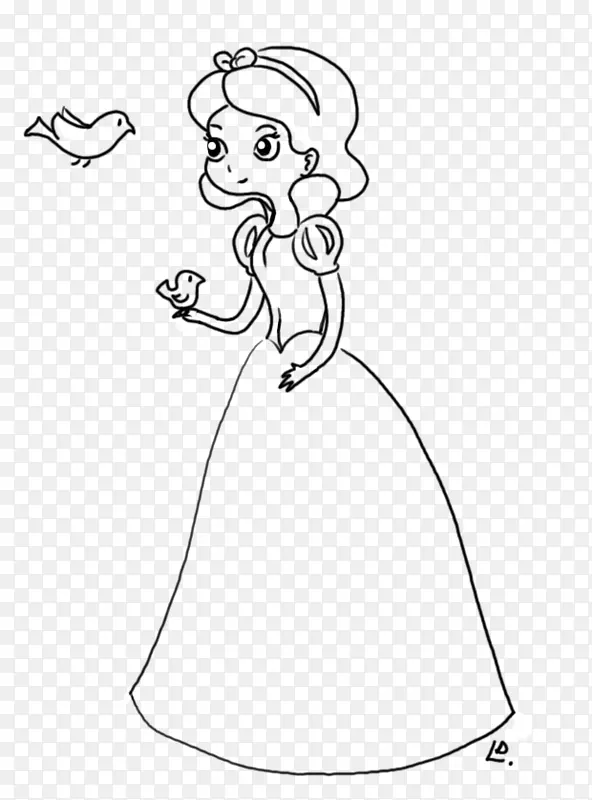 绘制白雪公主画册素描线艺术-白雪公主