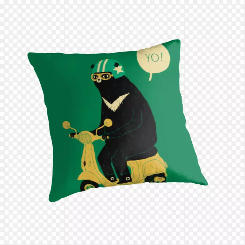 投掷枕头垫绿色熊枕