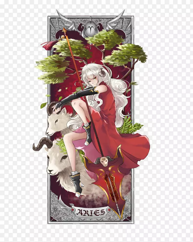 切花、花卉设计、圣诞装饰品、雕像-白羊座标志