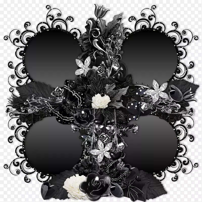 花型花卉设计黑色花边
