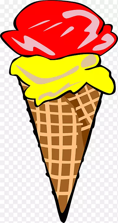 冰淇淋圆锥形圣代华夫饼-冰淇淋