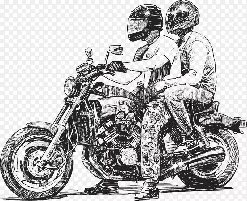 摩托车赛车图形绘制哈雷-戴维森-摩托车
