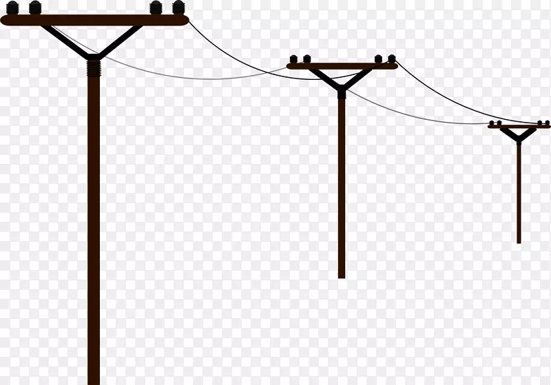 插画实用杆电力架空电力线开环部分-电杆