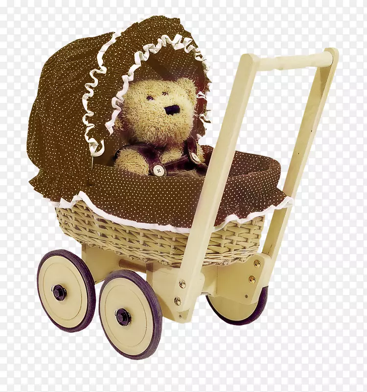 玩偶婴儿车篮玩具皮诺利诺268305 7植物莫娜娃娃的婴儿车，床上用品粉红色心设计-娃娃