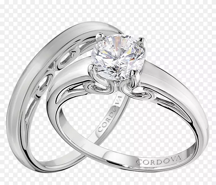 婚戒产品设计银白金戒指
