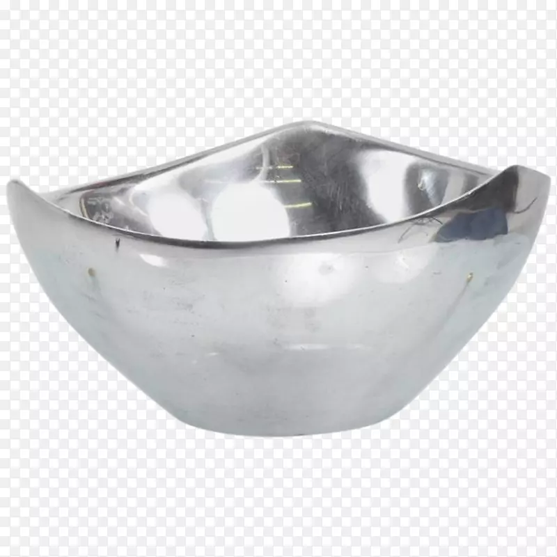 20世纪80年代碗桌设计银-金属碗