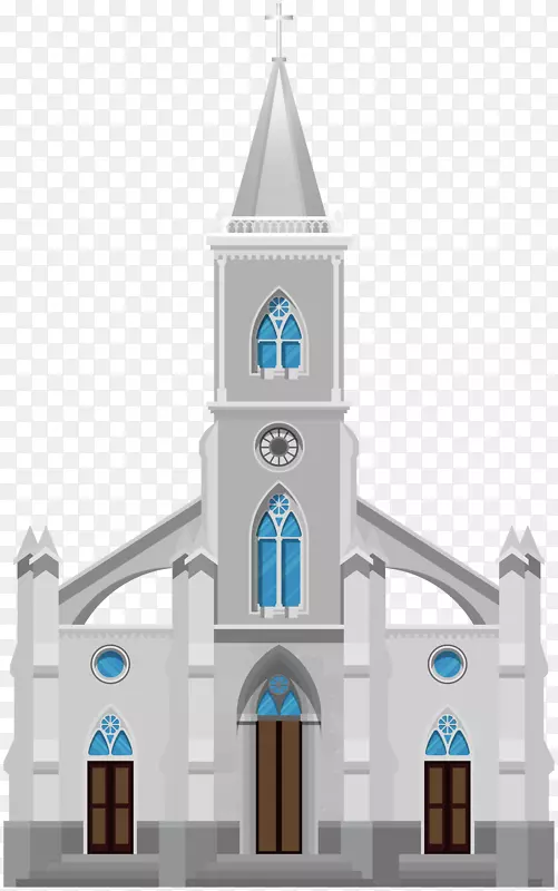 中世纪教堂正面尖塔大教堂卡通教堂形象