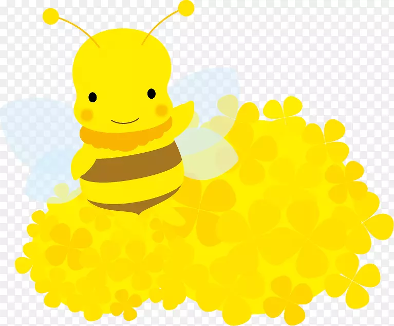 蜜蜂坐在花的左边。