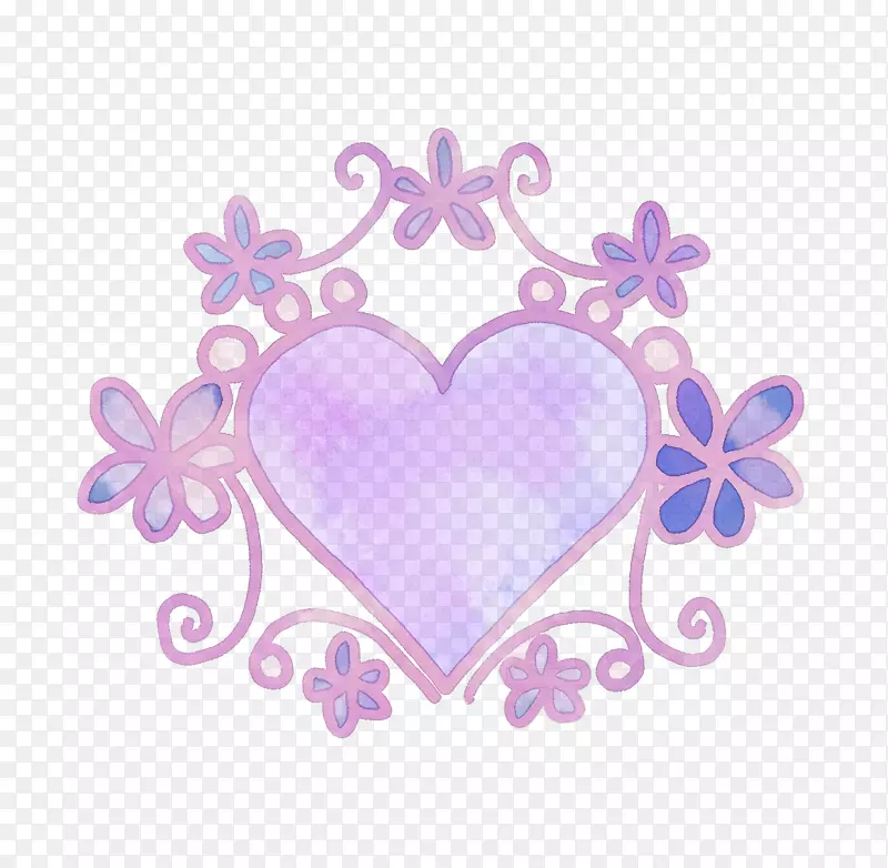 紫色手绘插图框心及f