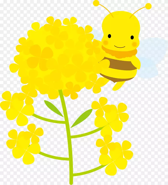 花朵和蜜蜂插图。