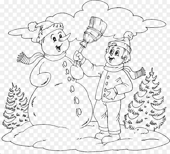 雪人冬画彩绘书-雪人