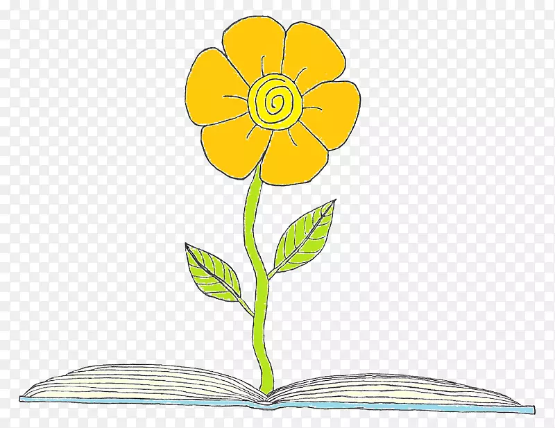 剪贴画花卉设计向日葵m切花植物茎-幼儿园写作书橙色