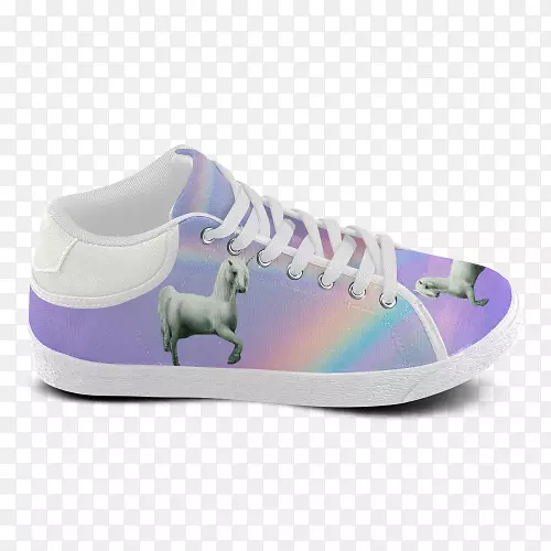 运动鞋滑冰鞋帆布印刷.女性用彩虹逆向鞋