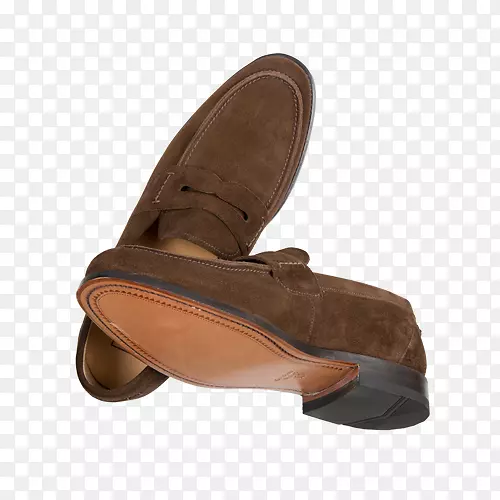 滑鞋皮革制品女式棕色步行鞋