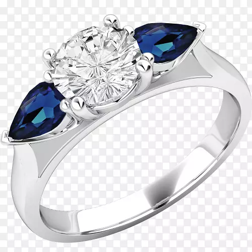 蓝宝石戒指，灿烂的钻石切割-蓝宝石