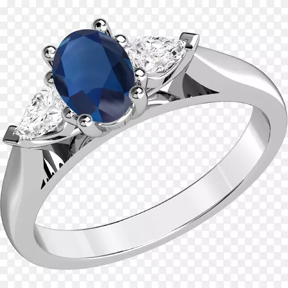 蓝宝石戒指，钻石切割，亮蓝宝石