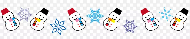 圣诞线上有可爱的雪人和雪花。