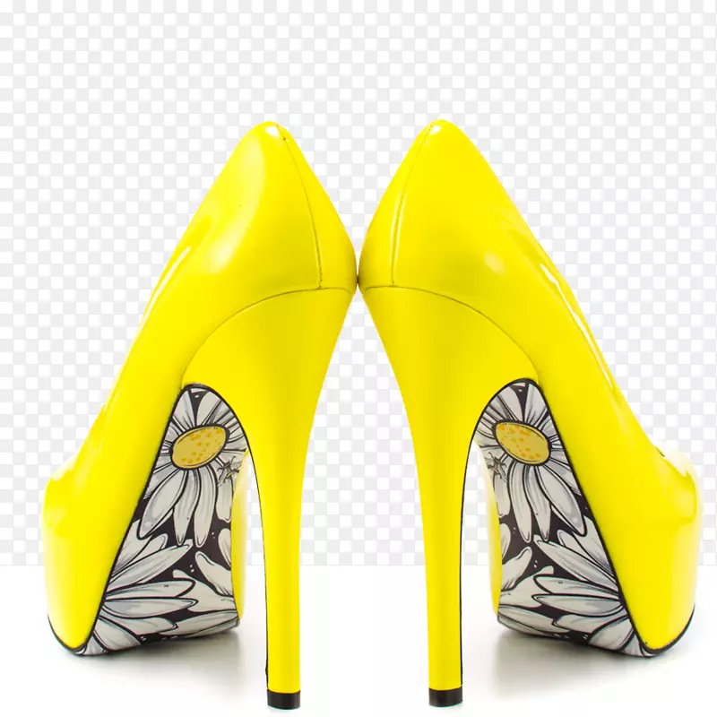 高跟鞋细高跟鞋跟鞋时尚.女性用黄色婚纱鞋