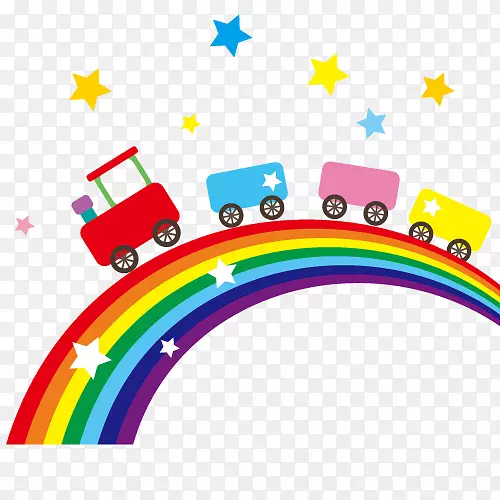 彩虹悬崖-五颜六色的火车在彩虹上.pn