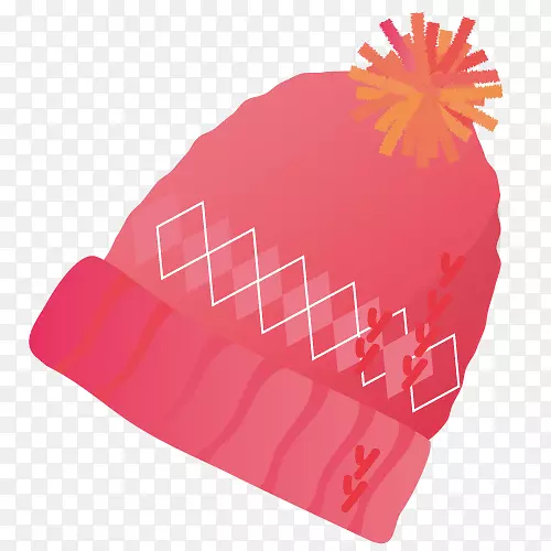 冬季粉色帽子插图。