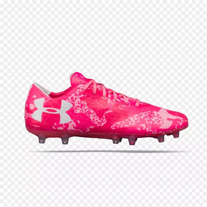 足球靴UA集群Fit迫使2.0 FG足球夹板(霓虹灯珊瑚/白色)在装甲鞋下-足球