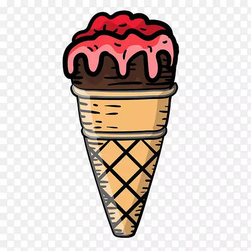 冰淇淋锥夹艺术画华夫饼冰淇淋