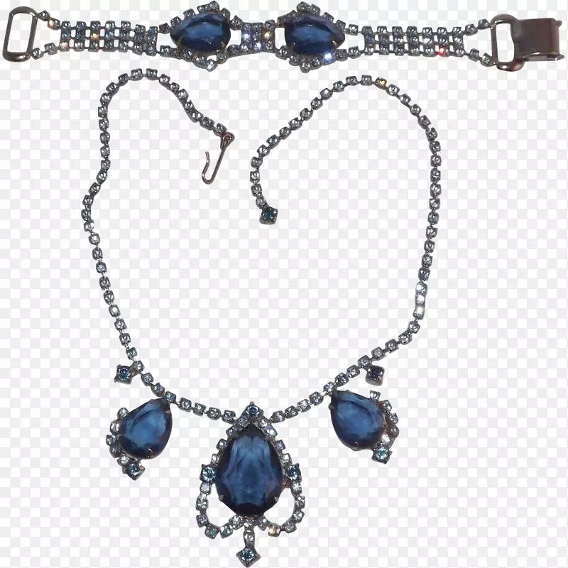 蓝宝石项链，珠子，手镯，珠宝.蓝宝石