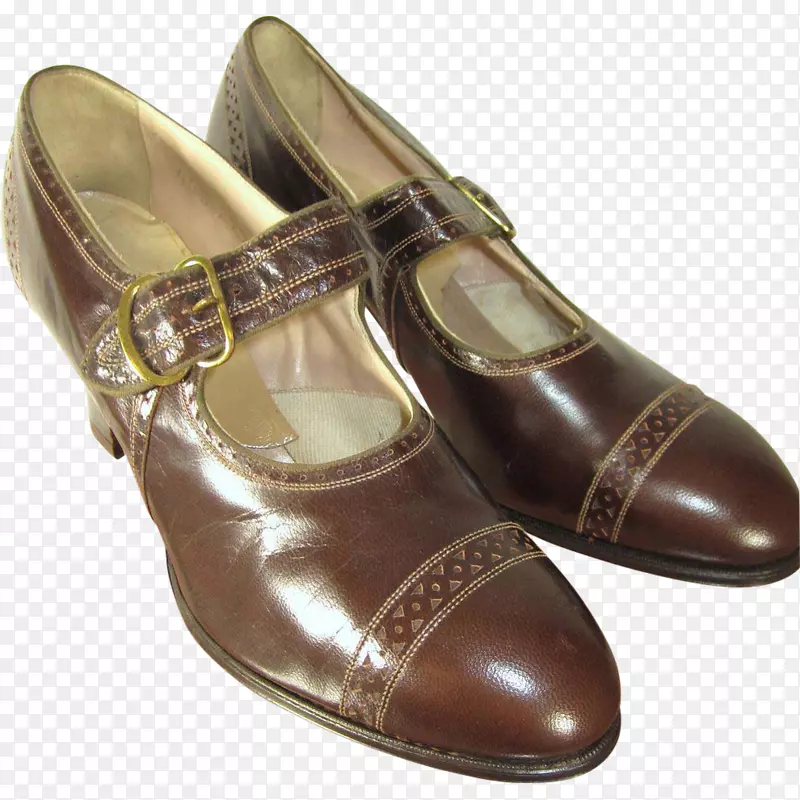 滑鞋皮鞋旧鞋.妇女用银厚跟鞋