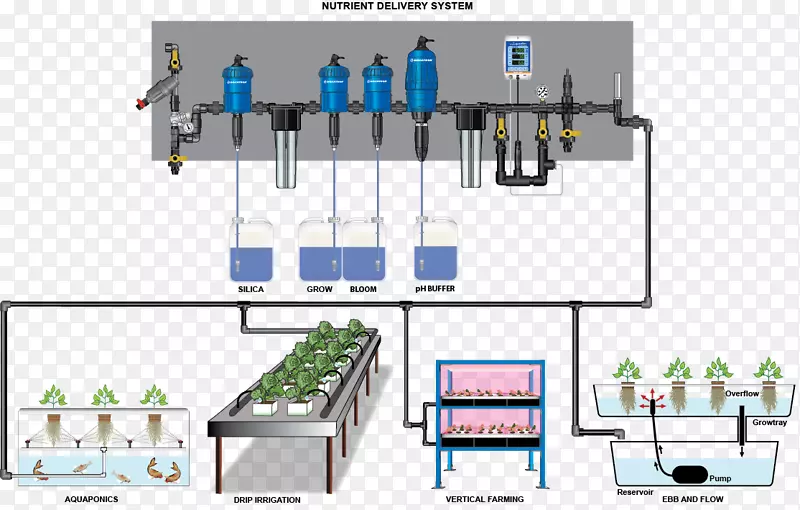 营养灌溉水培系统施肥.室内水培生长箱
