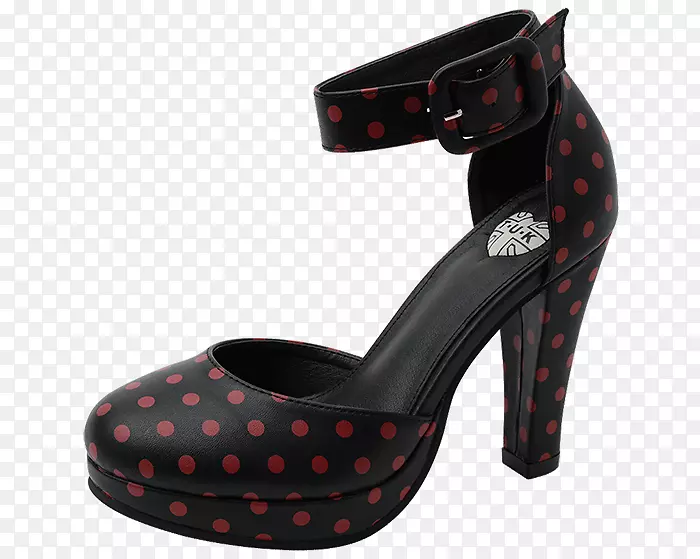 T.U.K.原版鞋a 9025 l黑色和红色圆点星高跟鞋凉鞋