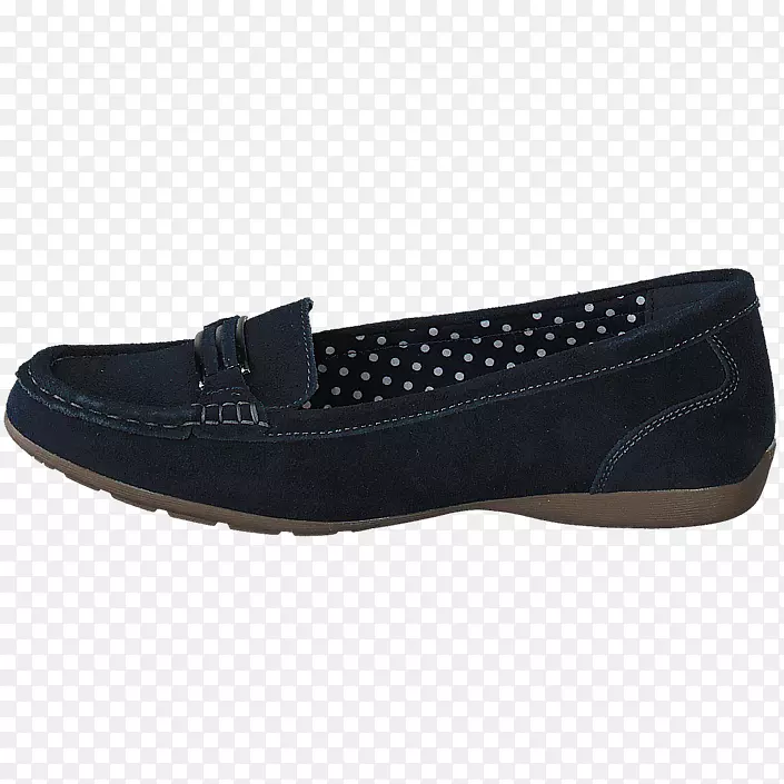 滑鞋凉鞋，绒面皮鞋-海军蓝班多利诺女式平底鞋