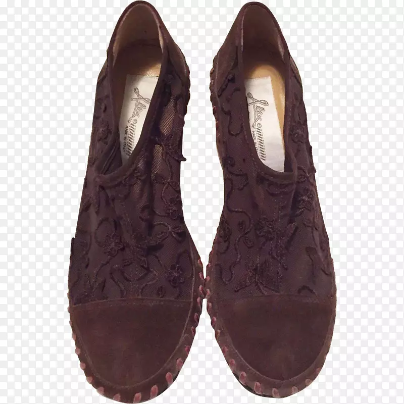 女鞋绒面刺绣普通蘑菇棕色正装鞋